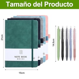 Libreta de Notas Set Con 5 Bolígrafos de Gel, Libretas Pasta Dura, Ideal para Registrar Inspiración, Agenda Personal, Viajes de Negocios, Útiles Escol