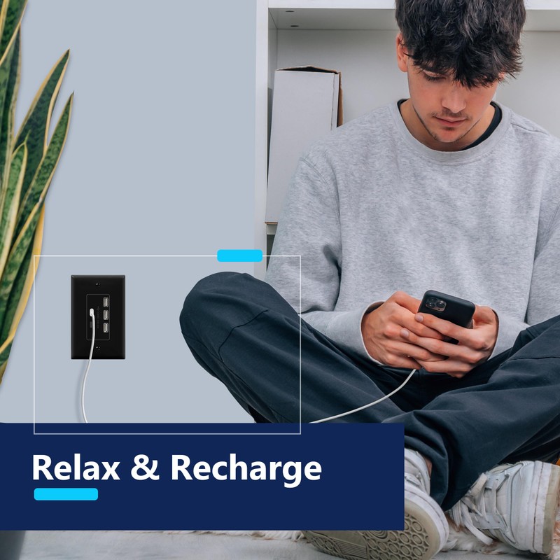 LIDER 6.0A 30W USB A&C in-Wall Charger, 3 USB Type-A