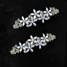 Golewedy Hair Accessories Wedding Rhinestone Hair Clips (2 Pieces) Fancy Bridal Hair Clips Crystal Hair Clip Hair Clips for Women Rhinestone Hair Accessories