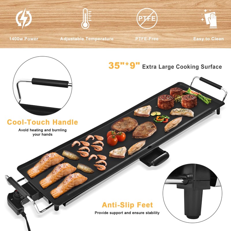 AEWHALE Electric Nonstick Extra Larger Griddle Grill-35" Teppanyaki Grill BBQ