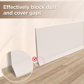 Flexible Baseboard Molding Trim, 4" (W) x 39.4' (L) Self-Adhesive Vinyl Wall Base, Peel and Stick Baseboard, Rubber Wall Base Moulding Trim, White