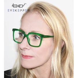 Eyekepper Square Reading Glasses for Women Large Frame Readers - Green +0.50