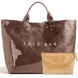 RUNSOON PVC Trendy Tote Bag for Women, Kraft Paper the Letter Print Tote Bag Large Work Tote Handbag Clear Plastic Bag Kelly Bag with Top Handle, Coffee