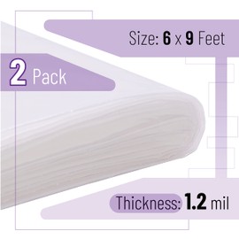 Bates Plastic Drop Cloths - 2 Pack, 6x9 Feet, Clear Plastic Tarp for Painting