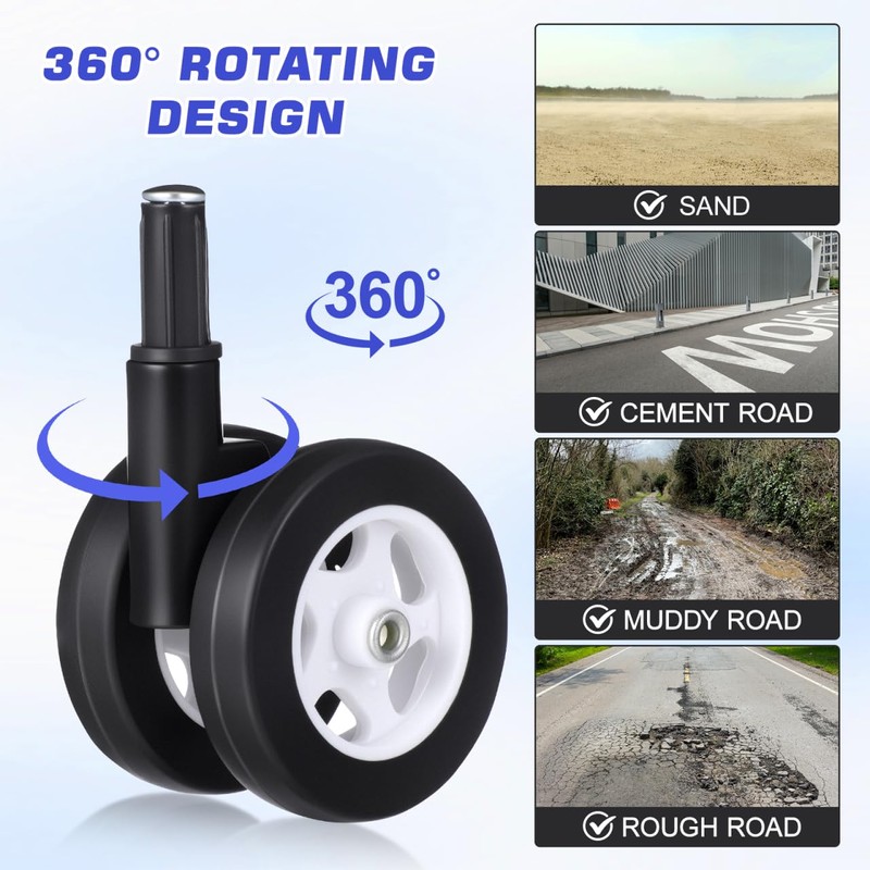 Cabilock 4Pcs Baby Walker Wheels Replacement Silent Swivel Stroller Caster