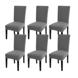 Chair Covers Grey for Dining Chairs, Chair Covers Stretch, Set of 6 (Grey)