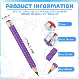 ywmigl 2 Pcs 13 inch Wooden Jumbo Pencils for Prop Giant Big Novelty Wood Pencil with Eraser for Fun Decor, School Projects, Party Favors, and Unique Gifts (Purple)