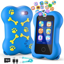 Vatos Cute Paws Kids Smart Phone Toy, 2.8'' HD Touchscreen, Dual Camera, MP3 Player, Learning Games, 8GB SD Card for Boys & Girls - Color: Blue