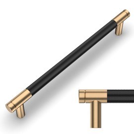 Amerdeco 10 Pack Champagne Bronze and Black Knurled Cabinet Pulls 7.5 Inch Hole Centre to Hole Centre Kitchen Cabinet Handles for Drawer Dresser, Cupboard and Wardrobe ZH0040