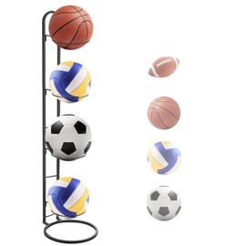 Yempum Football Ball Stand, Removable Ball Holder, Durable Football Stand, Indoor Vertical 3/4 Level Ball Storage for Storing Footballs, Basketballs, Volleyballs, etc