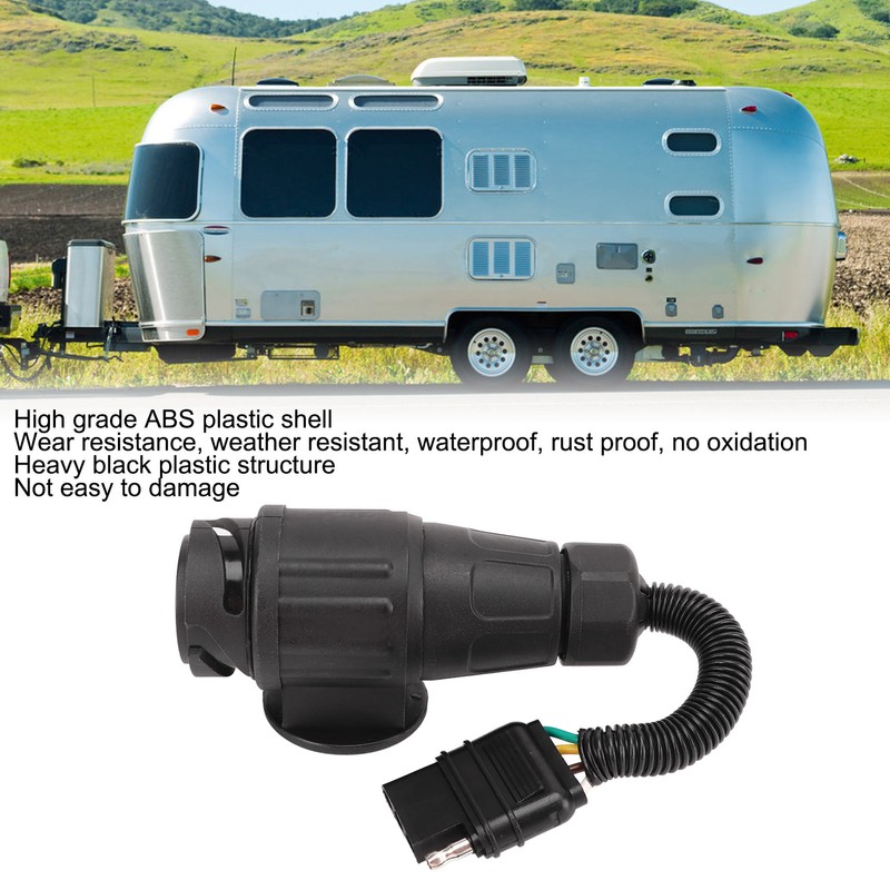 Trailer Plug Adapter 13 Way Round to 4 Way Flat