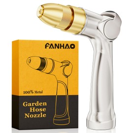 FANHAO Professional Heavy Duty Garden Hose Nozzle, 100% Metal Thumb Control Water Nozzle with Brass Tip, High Pressure Adjustable Water Hose Sprayer for Lawn & Plant Watering, Car & Pet Washing