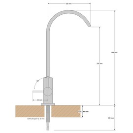 AORA Sofia Single-Way Osmosis Tap Solid Stainless Steel 304 Stainless Steel 360° Swivelling One-Way Tap Kitchen Tap for Osmosis Systems for Water Filter (Brushed Stainless Steel)