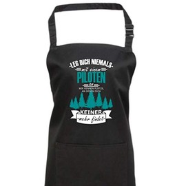 ShirtInStyle Chef's Apron Bib Apron Leg Dich Niemals Mit Einem Piloten An, Wir Kennen..., Colour Black