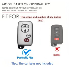 SANRILY Golden-Edge 4 Button Key Fob Cover for Toyota Camry Avalon Venza rav4 Corolla Highlander Venza 2009-2014 Keyless TPU Key Case Shell with Bling Keychain Beige