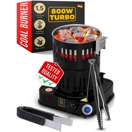 M. ROSENFELD Multipurpose Charcoal Starter - 800W Electric Charcoal Burner UL & STS Approved - Coconut Charcoal Lighters with Tongs - Hot Plate - 304 Stainless Steel