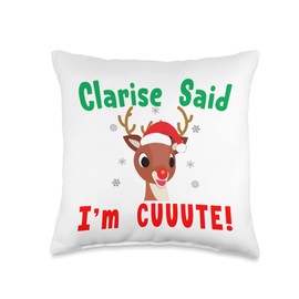 Rudolph Red Nose Reindeer Clarisse Said I'm Cute! Kids Throw Pillow