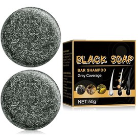 TPTAL- Jabón en barra para cubrir y revertir las canas champú para oscurecer el cabello de forma natural y lograr un cabello negro rápido (2 unidades)