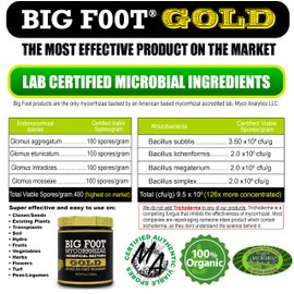 Big Foot Gold Mycorrhizal Fungi 4 oz, Beneficial Bacteria for Plant Growth, Root Stimulator, Super Concentrated 3-in-1 Formula for All Plants