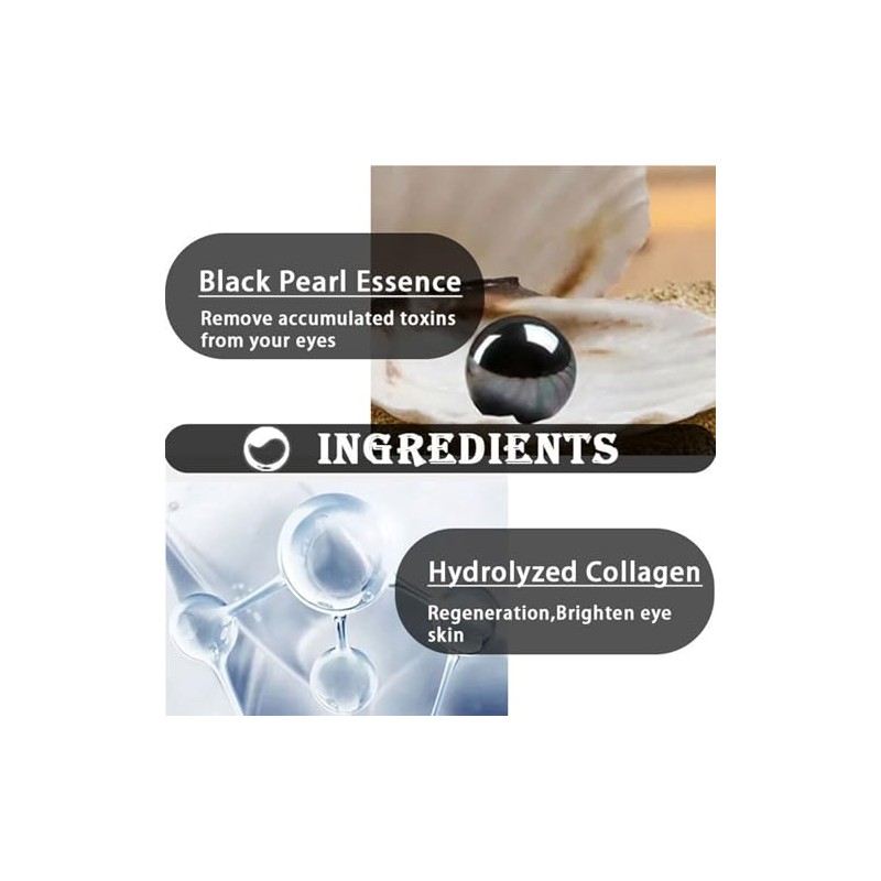 Parches Para Ojos De Perla Negra, Gel Patches 60 Piezas