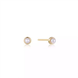 Ania Haie Culture Freshwater Pearl Cabochon Stud Earrings Yellow Sterling Silver