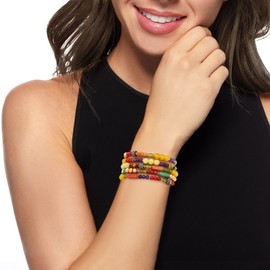 Ross-Simons Multi-Gemstone Jewelry Set: 5 Bead Stretch Bracelets With Sterling Silver