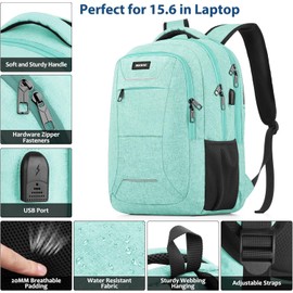 BIKROD Men's School Backpack Boys Teenagers Laptop Bag with USB Charging Port Work Travel Waterproof Backpack with Anti-Theft Bag, 20-35 L, teal, Rucksack Backpacks