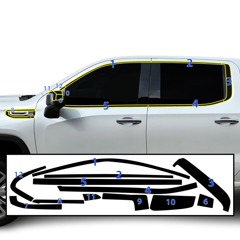 BOGAR TECH DESIGNS Side Window Trim Chrome Delete Overlay Film