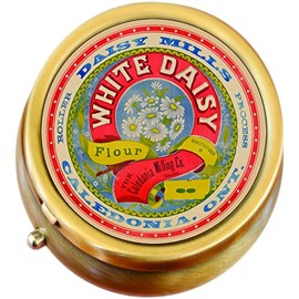 White Daisy Vintage Flower Tin Brass Pill Box