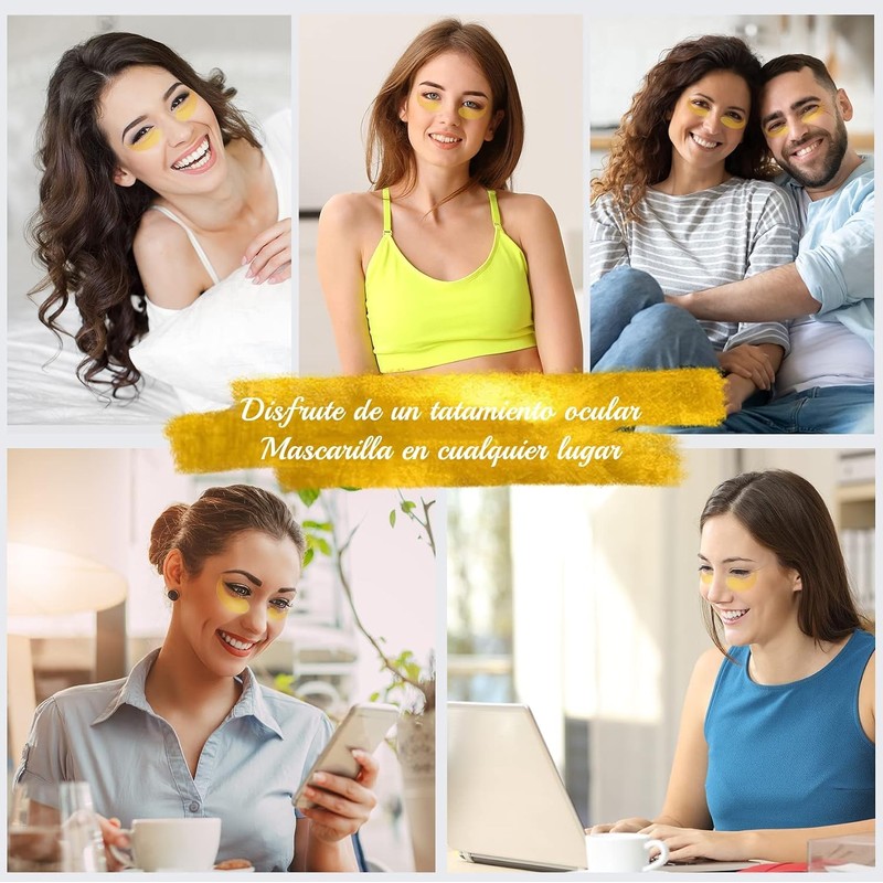 Parches para Ojos Ojeras 24k Oro-30 Pares- Parches de Colageno