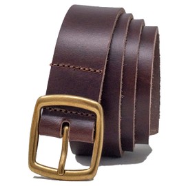 Ashford Ridge Made in England 34mm Full Hide Leather Belt with Brass Colour Full Buckle - Antique Brown Small