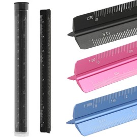 fogman Triangular Scale Aluminum Alloy Scale Ruler, 5.9 inches (15 cm), 11.8 inches (30 cm), Small, Large, Storage Case Included (Small, 5.9 inches (15 cm) Black)