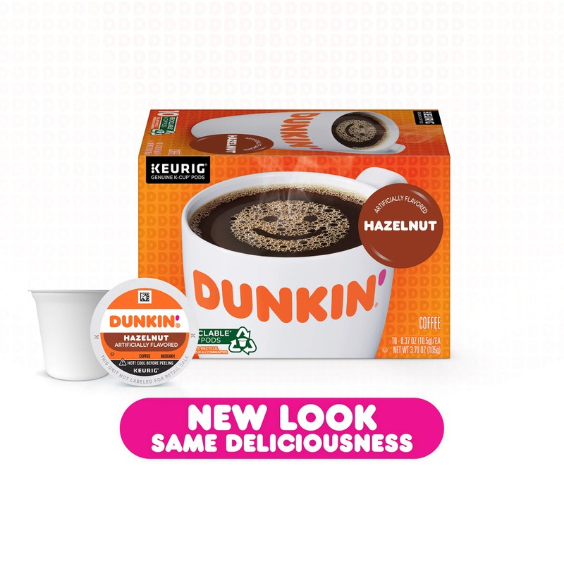 Dunkin' Hazelnut Flavored Coffee, 88 K Cups for Keurig Coffee