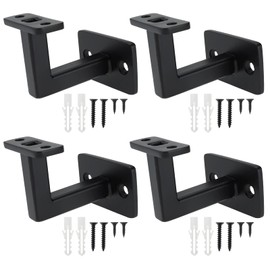 RealPlus Handrail Brackets 4 Pack Heavy Duty Steel Square Hand Rail Brackets for Staircase Stair Railing