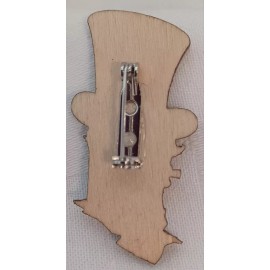 Unbranded Vintage Stained Wooden Ebenezer Scrooge Brooch Pin - A Christmas Carol