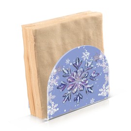 Purple Snowflake Napkin Holder for Table Freestanding Tissue Dispenser Acrylic Winter Cloth Napkin Holders for Kitchen Countertop Home
