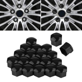 Car Wheel Nut Cap Covers - 20pcs, 21mm Nut Protection Anti-theft Bolt Cover Cap (Black)