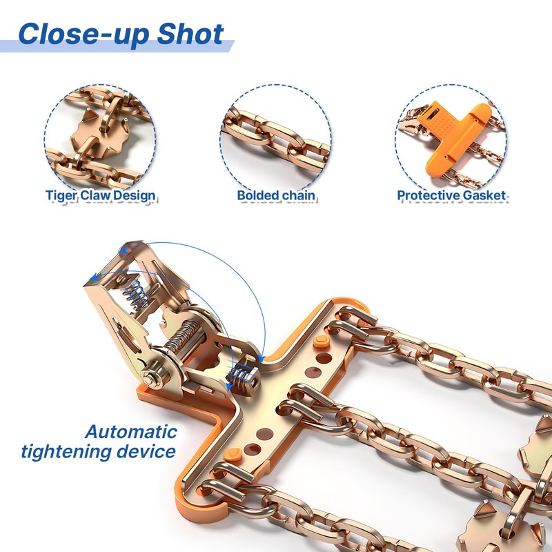Snow Chains, Emergency Anti-Skid Tire Chains for SUV, Cars, Sedan,
