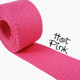 Cotton Webbing - 1 1/4" Medium Heavy Weight - 10 Yard or 20 Yard Increments (10 Yards, Hot Pink)