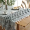 Gernaice Rustic Stripe Embroidered Tablecloth Heavy Rectangle Tassel Cotton Linen