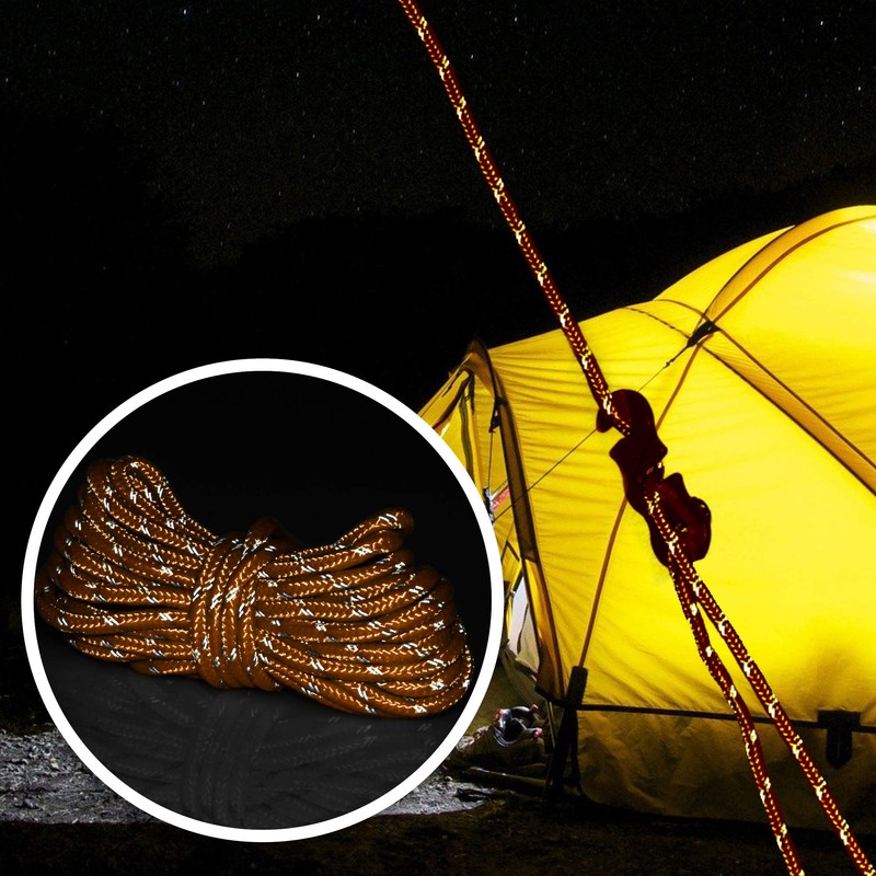 COM-FOUR® 4x guy ropes, each 4m for camping, reflective in