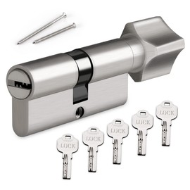 Profile Knob Cylinder Lock Cylinder Door Cylinder 35/35 Including 5 Keys Metal Silver Zinc Alloy Knob Cylinder Hengsong