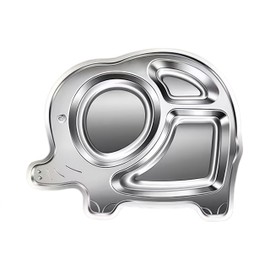 Csinos 316L Stainless Steel Cute Elephant Divided Plate Food Tray