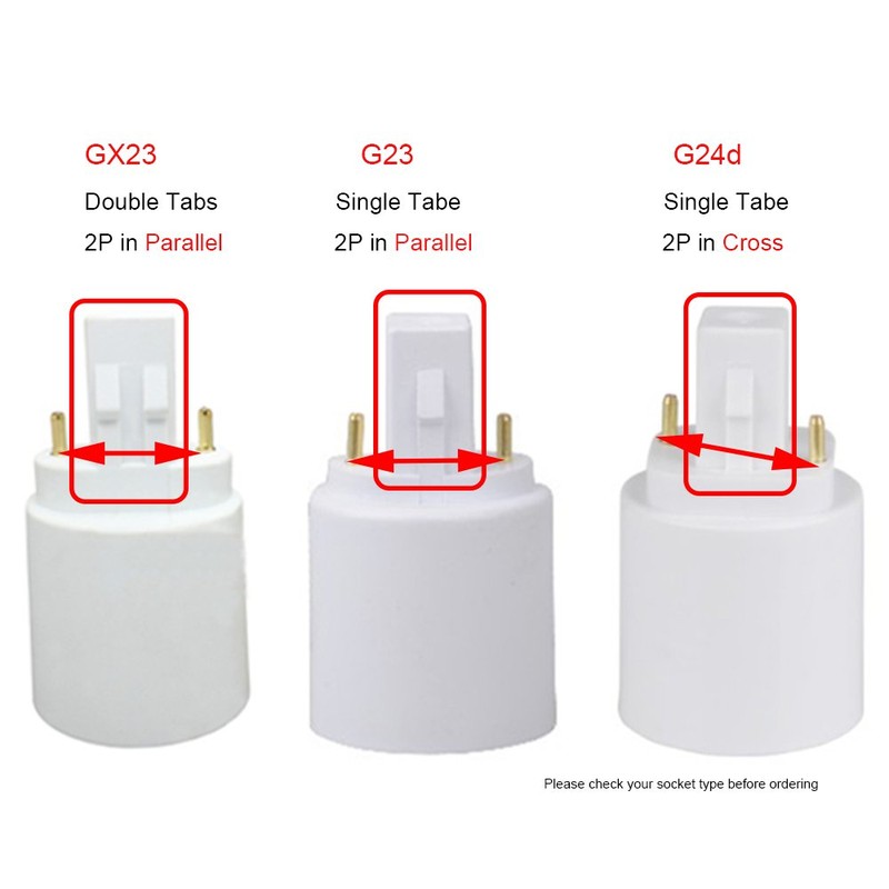 E-Simpo 4pcs Gx23 to E26/E27 Lamp Base Holder Socket Adapter,