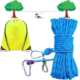 ZENGSUSU Dog Tie Out Cable for Camping, 50/100ft Trolley Runner Cable for Dogs up to 300 lbs, Dog Lead Line with 360° Movable Clasp