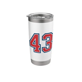 Red and Blue Sports Number 43 Jersey Uniform Player Fan Stainless Steel Insulated Tumbler