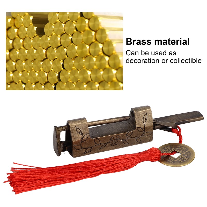 Chinese Antique Lock Retro Classic Pattern Design Bronze Brass Material