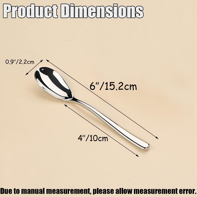 Wenkoni 6"Small Dessert Spoons, Yogurt Spoons,Coffee Spoons,Espresso Spoons,Ice Cream Spoons,SUS