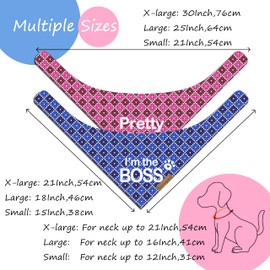Raisingwell Birthday Dog Bandanas 2 Pack, 4 Pattern Reversible Blue and Pink Dog Bandana for Boy and Girl Dog Triangle Scarf for Medium to X-Large Breed Dogs Dog Birthday Gift (Large)