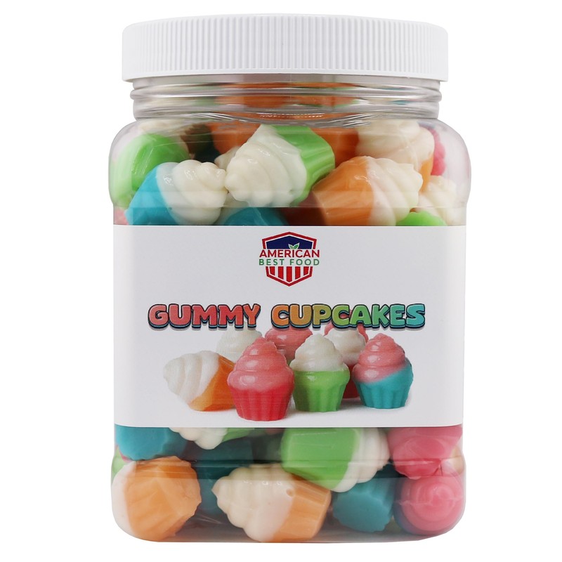 American Best Food 3D Cupcake Gummy Candy in Jar, 1.5